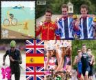 Подиум мужчин триатлон, Алистер Браунли (Соединенное Королевство), Хавьер Гомес Noya (Испания) и Джонатан Браунли (Соединенное Королевство), Лондон 2012